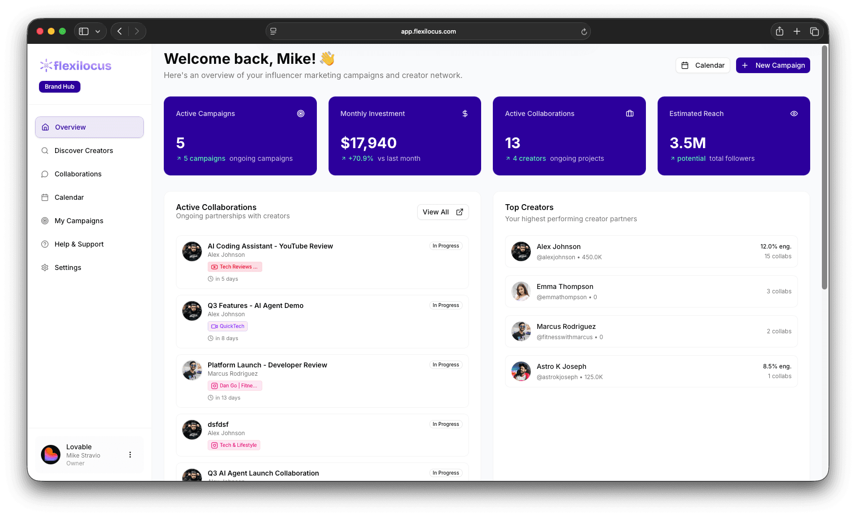 Brand Collaboration Dashboard